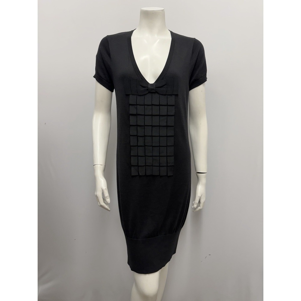 Ted Baker Grosgrain Bow Knit Dress Black NWT 100% Cotton Or Long Tunic Top Sz. 4
